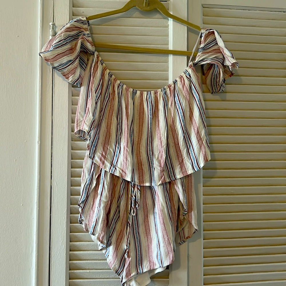Striped Off-Shoulder Romper